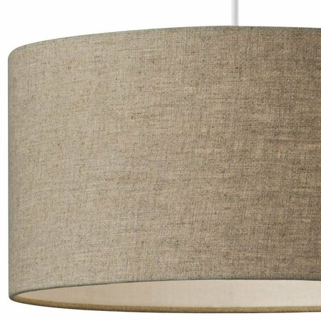 Homeroots Burlap Fabric Light Brown Electric Drum Pendant Lamp 372648